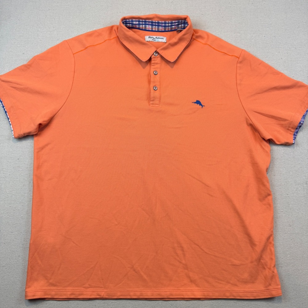 Tommy Bahama XXL Polo Shirt Mens Orange IslandZone Supima Cotton Blend